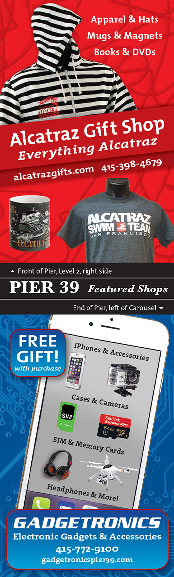 Alcatraz Gift shop and Gadgetronics ads