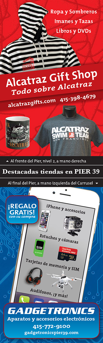 spanish Alcatraz Gift shop and Gadgetronics ads